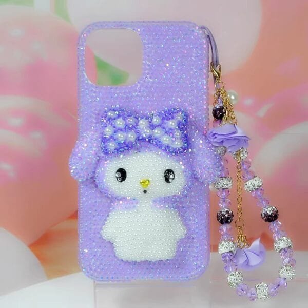 My Melody iPhone Case Light Purple Rhinestone Fuchsia Design