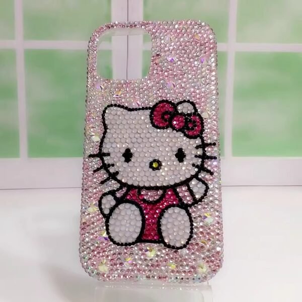 Pink Kitty iPhone Case Rhinestone Bling Bear Design - Image 4
