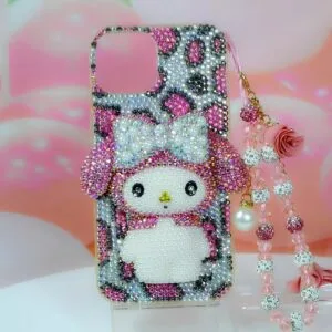 AB Rhinestone My Melody iPhone Case Fuchsia Leopard Bling