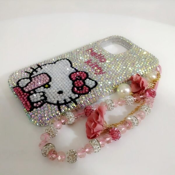 Rhinestone Kitty Case – Cute Holding iPhone Bling Design - Image 5