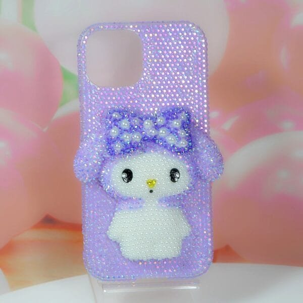 My Melody iPhone Case Light Purple Rhinestone Fuchsia Design - Image 2