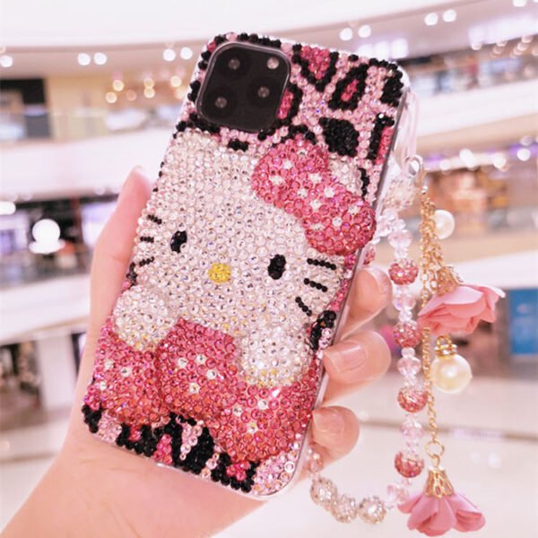 Cute 3D Kitty Pink Leopard iPhone Case with Rhinestones - Image 5