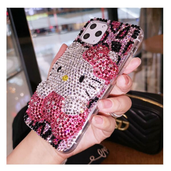 Cute 3D Kitty Pink Leopard iPhone Case with Rhinestones - Image 6