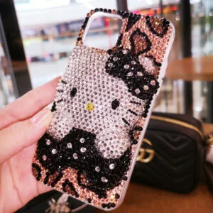 3D Kitty Bling iPhone Case – Leopard Glitter Cover Design