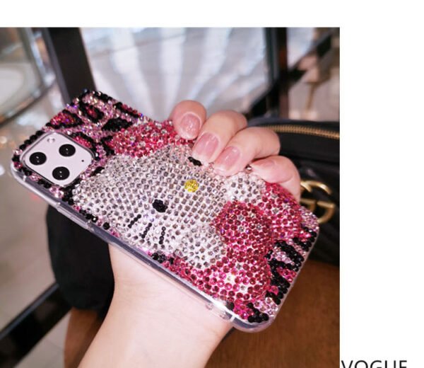 Cute 3D Kitty Pink Leopard iPhone Case with Rhinestones - Image 2