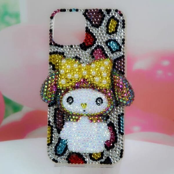 My Melody iPhone Case Seven-colored rainbow Leopard Rhinestone Jelly Face - Image 2