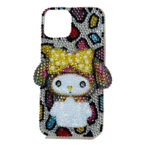 My Melody iPhone Case Seven-colored rainbow Leopard Rhinestone Jelly Face