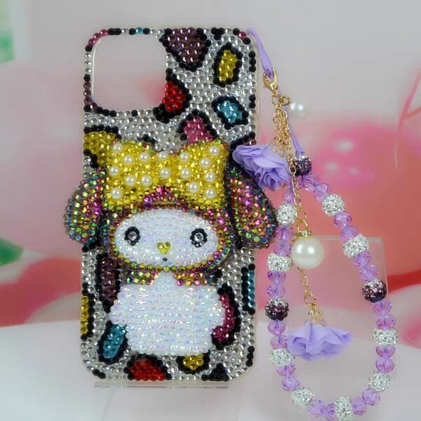 My Melody iPhone Case Seven-colored rainbow Leopard Rhinestone Jelly Face - Image 3