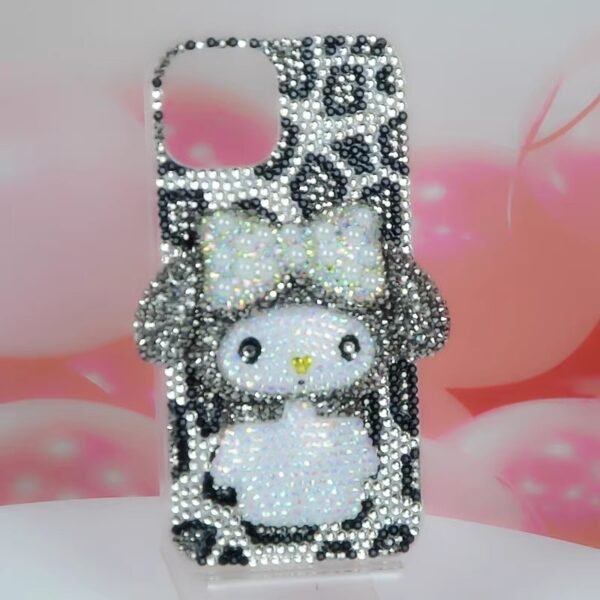 My Melody iPhone Case Gray Leopard Jelly Rhinestone Bling - Image 2